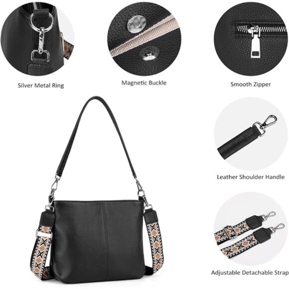 Genuine Leather Purse for Women Soft Crossbody Purse Hobo Bag Women's - Picture 11 of 14